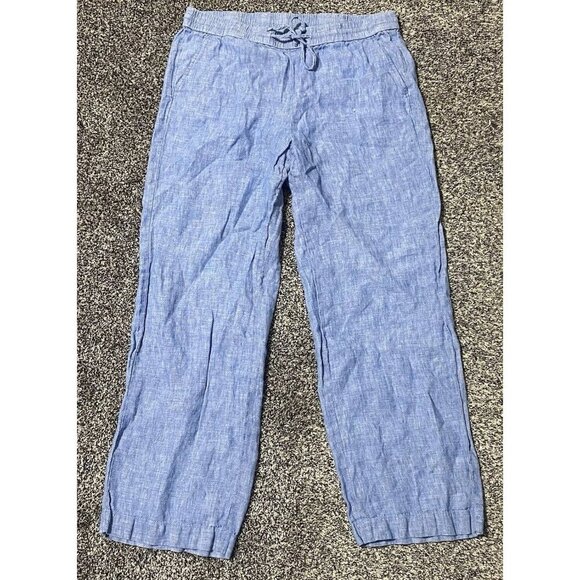 Talbots 100% Linen Light Blue Drawstring Pants Size 12 32x29 - Picture 2 of 5